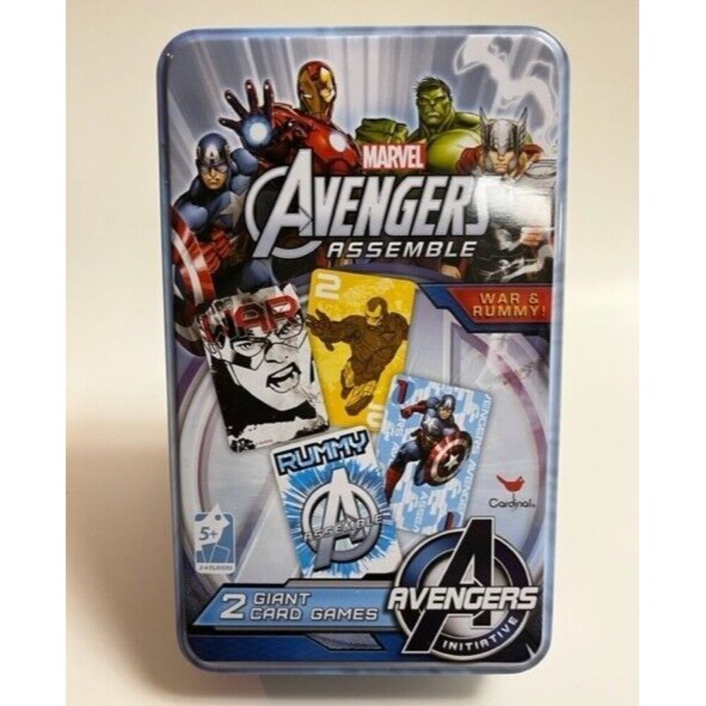 Marvel Avengers Giant 4"x6" Card Games War and Rummy In Nice Tin Box Ages 5+